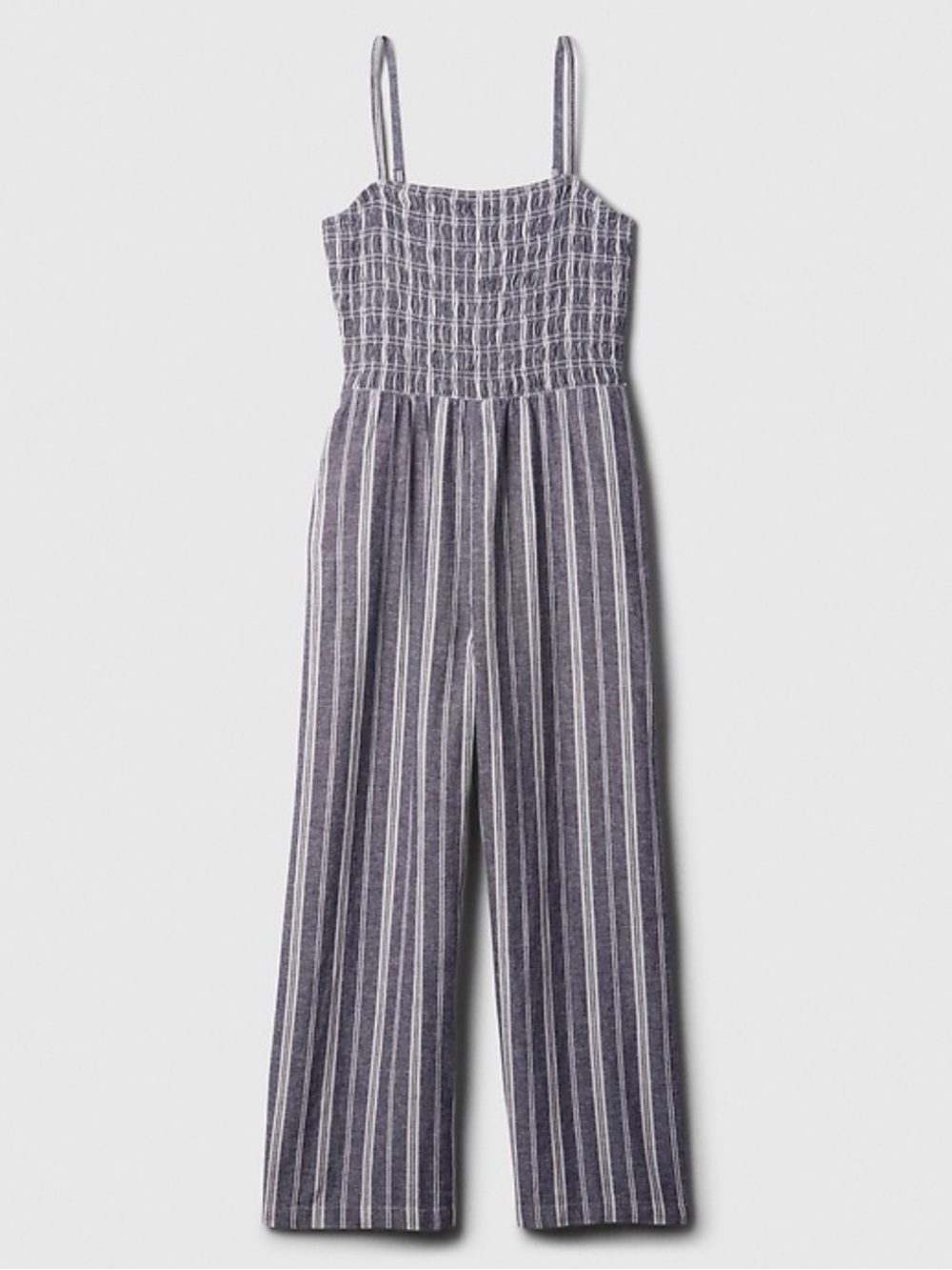 GAP Linen Blend Navy Stripe Smoked Jumpsuit